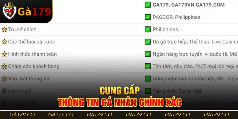 Cung cấp thông tin cá nhân chính xác 